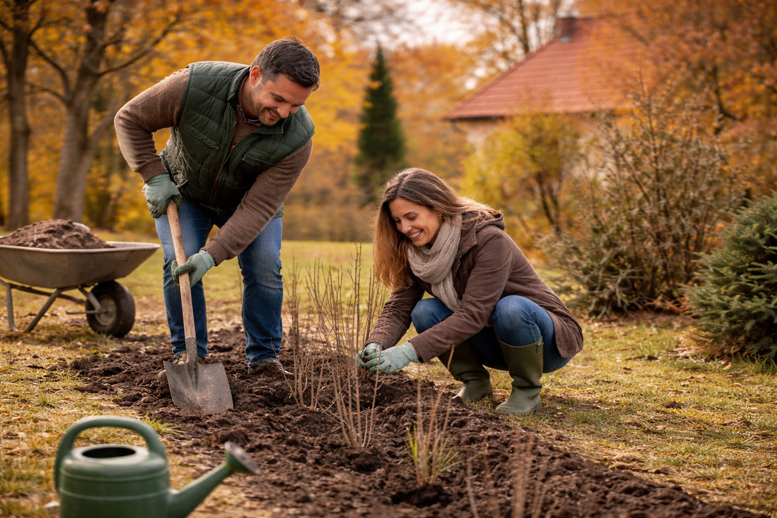 Piantagione autunnale siepe